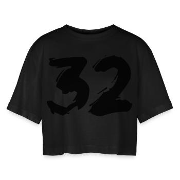 Brushed 32 - Frauen Oversized Cropped T-Shirt - Schwarz - Vorne - AI Model Female 172 light (172cm)