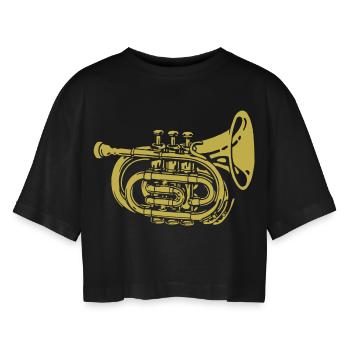 Trompette - T-shirt court oversize Femme - noir - Devant - AI Model Female 172 light (172cm)