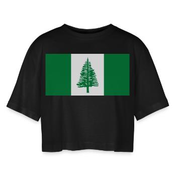 Norfolk Island - Women’s Oversized Cropped T-Shirt - black - Front - AI Model Female 172 light (172cm)