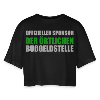 Offizieller Sponsor der Örtlichen Bußgeldstelle - Frauen Oversized Cropped T-Shirt - Schwarz - Vorne - AI Model Female 172 light (172cm)