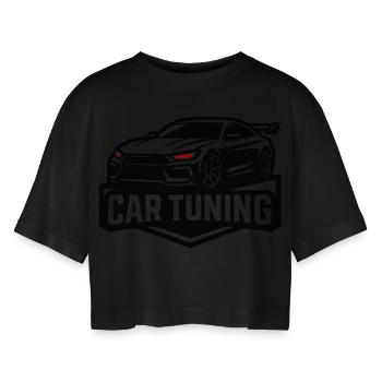 Auto Tuning - Frauen Oversized Cropped T-Shirt - Schwarz - Vorne - AI Model Female 172 light (172cm)