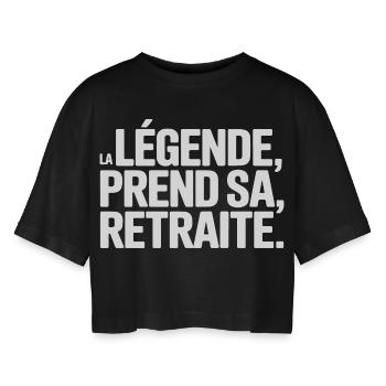 The legend retires - Women’s Oversized Cropped T-Shirt - black - Front - AI Model Female 172 light (172cm)