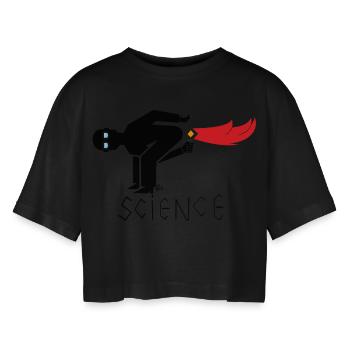 Wissenschaft - Frauen Oversized Cropped T-Shirt - Schwarz - Vorne - AI Model Female 172 light (172cm)