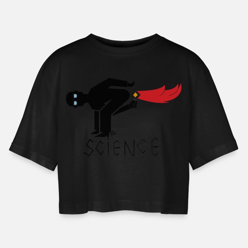 Wissenschaft - Frauen Oversized Cropped T-Shirt - Schwarz