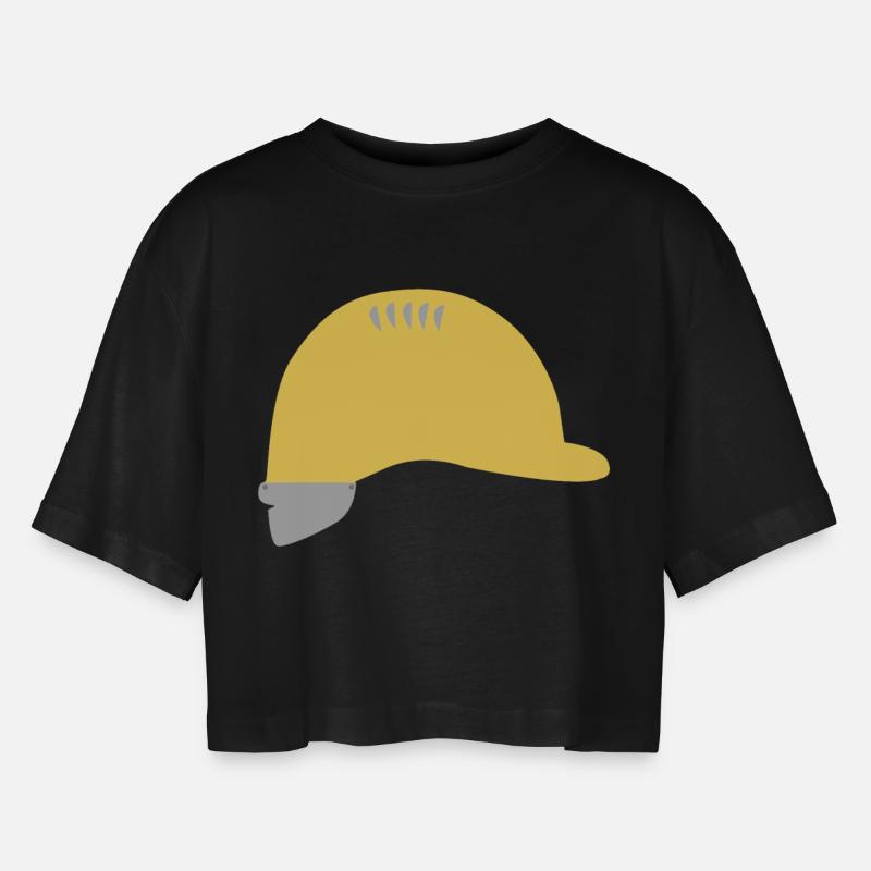 Bauarbeiterhelm - Frauen Oversized Cropped T-Shirt - Schwarz
