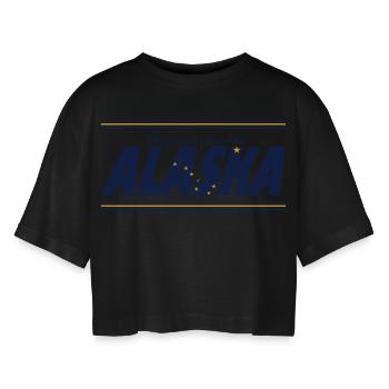 Kein Ort Alaska - Frauen Oversized Cropped T-Shirt - Schwarz - Vorne - AI Model Female 172 light (172cm)