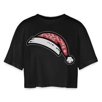 Chapeau de Père Noël - T-shirt court oversize Femme - noir - Devant - AI Model Female 172 light (172cm)
