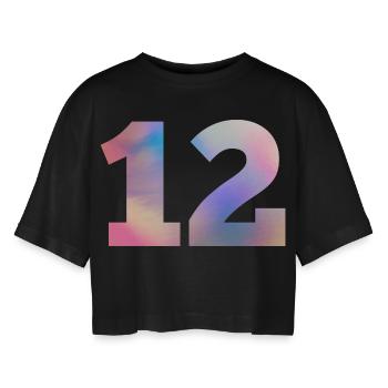 Numéro 12 coloré - T-shirt court oversize Femme - noir - Devant - AI Model Female 172 light (172cm)