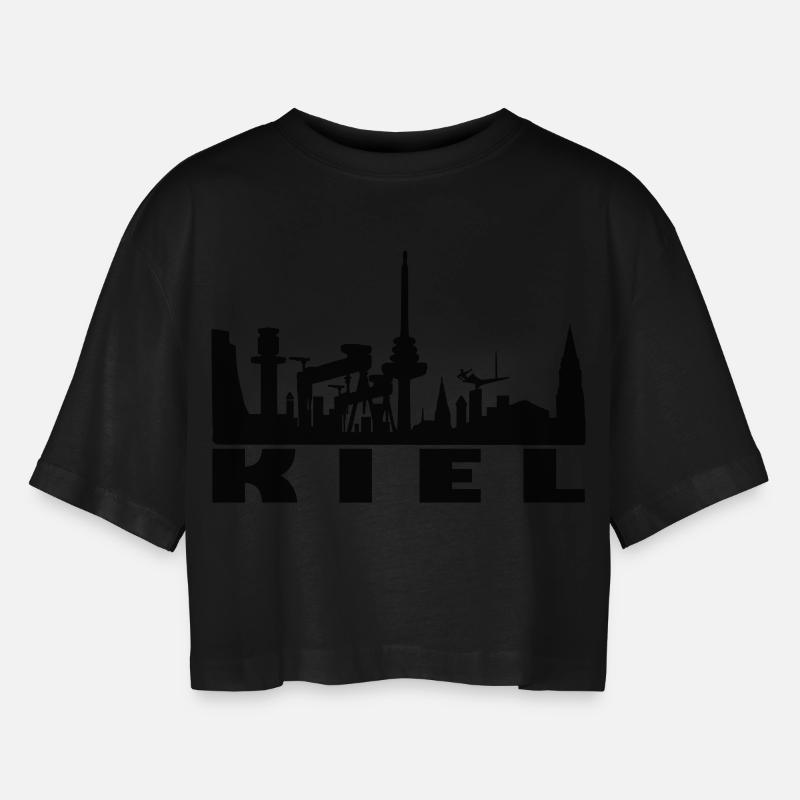 skyline keel - Women’s Oversized Cropped T-Shirt - black