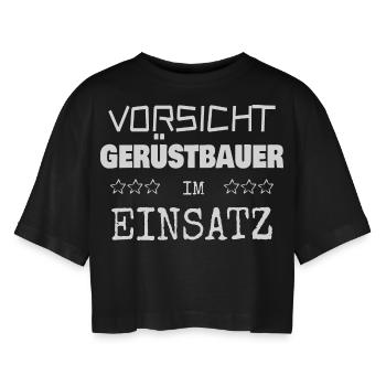 Gift for scaffolders - Women’s Oversized Cropped T-Shirt - black - Front - AI Model Female 172 light (172cm)