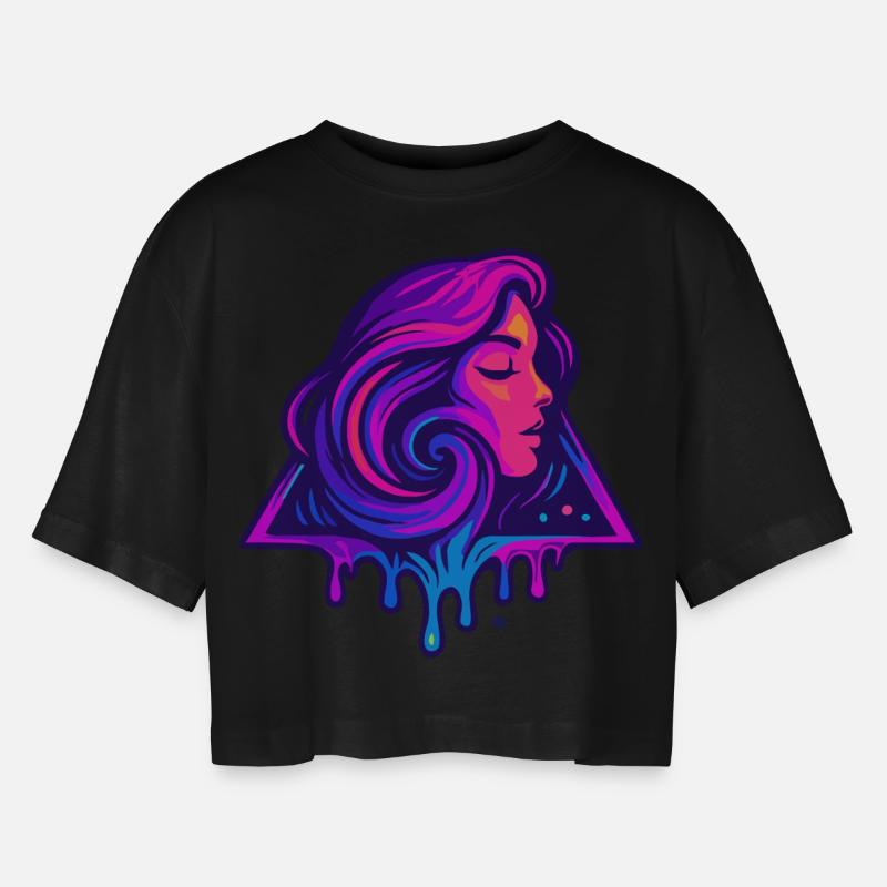 Triangle Profile - Women’s Oversized Cropped T-Shirt - black