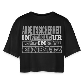Arbeitssicherheit - Genie - Frauen Oversized Cropped T-Shirt - Schwarz - Vorne - AI Model Female 172 light (172cm)