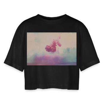 Ink Coloure 2 - Oversize cropped T-shirt til damer - sort - Foran - AI Model Female 172 light (172cm)