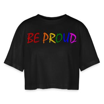 Be proud - Frauen Oversized Cropped T-Shirt - Schwarz - Vorne - AI Model Female 172 light (172cm)