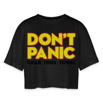 Do not panic - your grave towel - Do not panic - - Women’s Oversized Cropped T-Shirt - black - Front - AI Model Female 172 light (172cm)