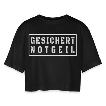 Gesichert Notgeil Vatertag Malle Style - Frauen Oversized Cropped T-Shirt - Schwarz - Vorne - AI Model Female 172 light (172cm)