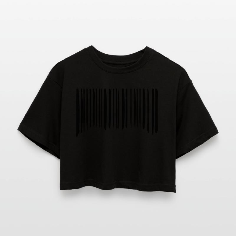 Barcode Strokes Lines Scribbled Barcode Scan T-shirt court oversize Femme