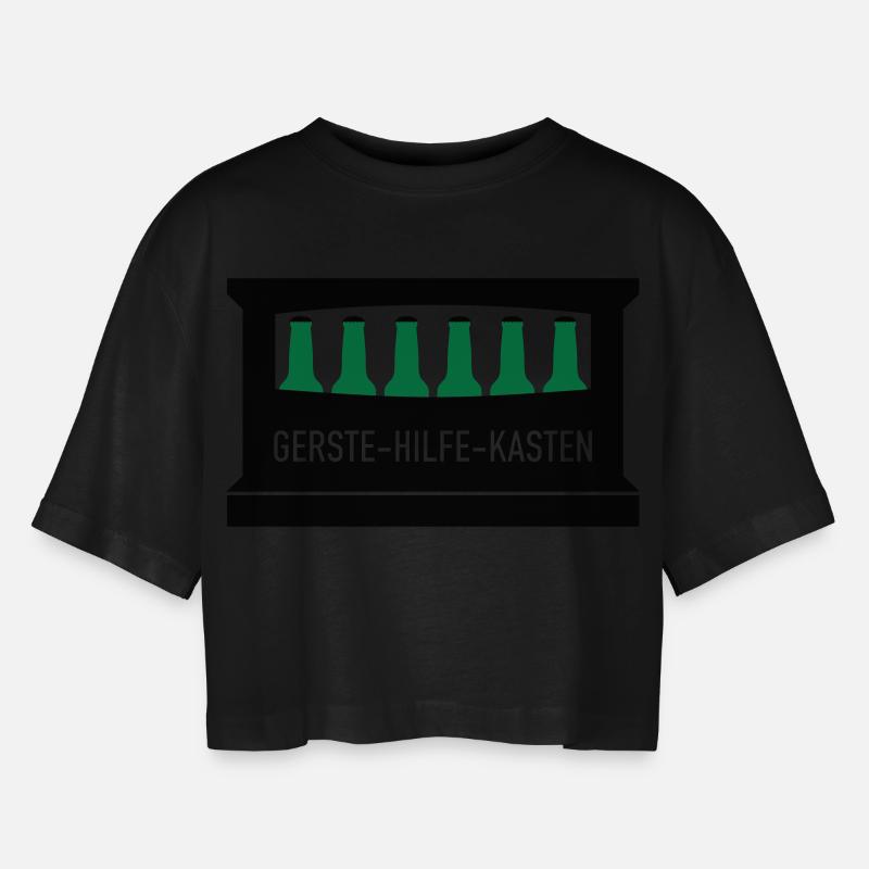 Gerste Hilfe Kasten - Women’s Oversized Cropped T-Shirt - black