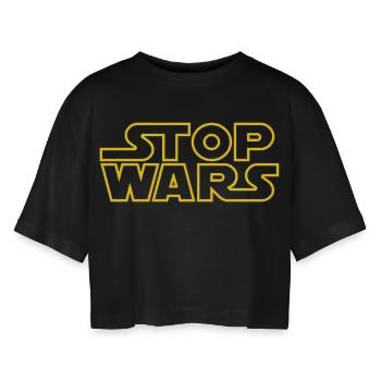 stop wars starlight outline - Frauen Oversized Cropped T-Shirt - Schwarz - Vorne - AI Model Female 172 light (172cm)