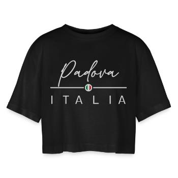 Italia - Padova - Padua - Italien - Italy - Women’s Oversized Cropped T-Shirt - black - Front - AI Model Female 172 light (172cm)
