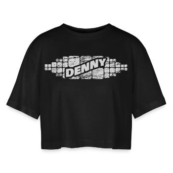 Denny as Denny - Women’s Oversized Cropped T-Shirt - black - Front - AI Model Female 172 light (172cm)