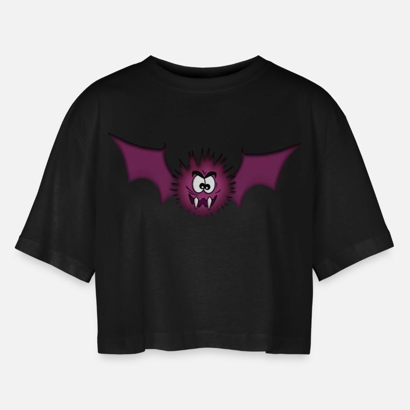 Vampire Bat - Women’s Oversized Cropped T-Shirt - black
