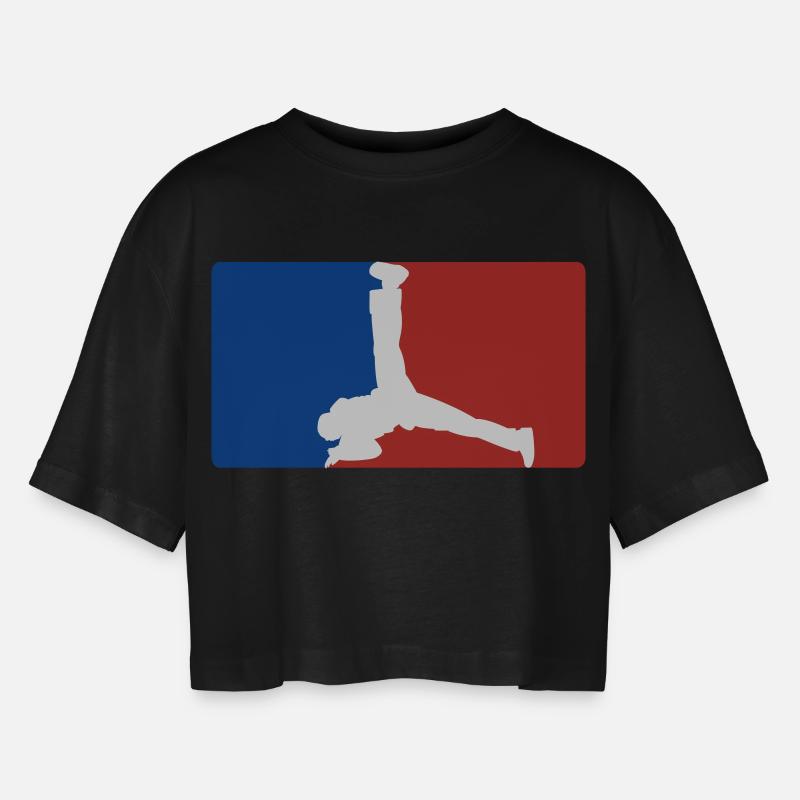 breakdance league - Women’s Oversized Cropped T-Shirt - black
