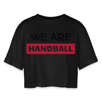 Handball Handballer Sport Sportler Spieler - Frauen Oversized Cropped T-Shirt - Schwarz - Vorne - AI Model Female 172 light (172cm)