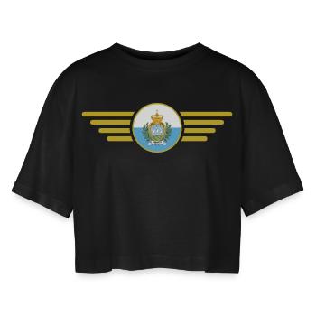 I love San Marino, elegance style design T-Shirt - Women’s Oversized Cropped T-Shirt - black - Front - AI Model Female 172 light (172cm)