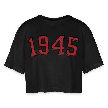 Année de naissance sport 1945 - T-shirt court oversize Femme - noir - Devant - AI Model Female 172 light (172cm)