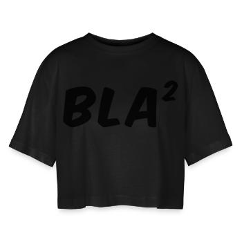 Bla Bla - Bla² - Frauen Oversized Cropped T-Shirt - Schwarz - Vorne - AI Model Female 172 light (172cm)