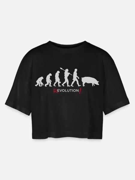 Revolution - Evolution Man Fun Twist 04 - Women’s Oversized Cropped T-Shirt - black