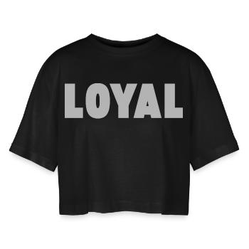 Loyal Loyalty - Women’s Oversized Cropped T-Shirt - black - Front - AI Model Female 172 light (172cm)