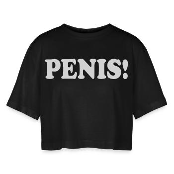 Penis - Frauen Oversized Cropped T-Shirt - Schwarz - Vorne - AI Model Female 172 light (172cm)