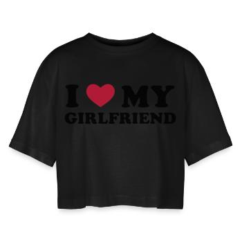 I Love My Girlfriend - T-shirt court oversize Femme - noir - Devant - AI Model Female 172 light (172cm)
