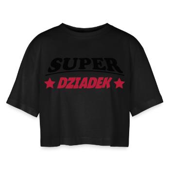 Super dziadek 111 - Frauen Oversized Cropped T-Shirt - Schwarz - Vorne - AI Model Female 172 light (172cm)
