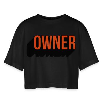 Owner two-tone - Women’s Oversized Cropped T-Shirt - black - Front - AI Model Female 172 light (172cm)