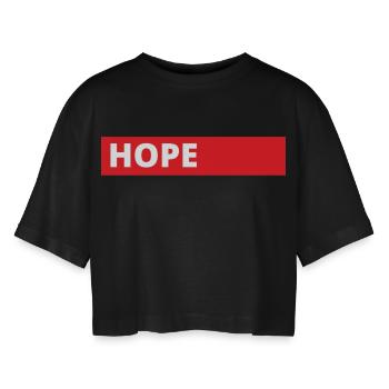 Espoir - T-shirt court oversize Femme - noir - Devant - AI Model Female 172 light (172cm)