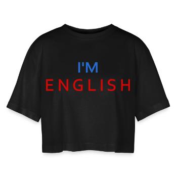 Im english - Women’s Oversized Cropped T-Shirt - black - Front - AI Model Female 172 light (172cm)