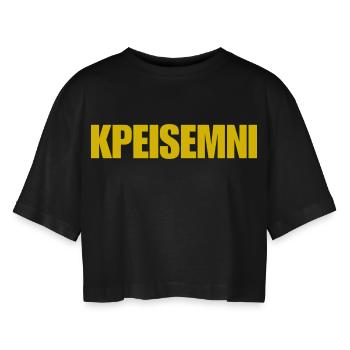KPEISEMNI – La merde des frontières d’Anvers - T-shirt court oversize Femme - noir - Devant - AI Model Female 172 light (172cm)