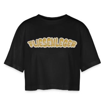Job Tiler - Women’s Oversized Cropped T-Shirt - black - Front - AI Model Female 172 light (172cm)