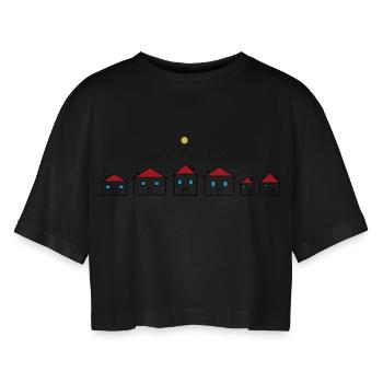 Petite ville - T-shirt court oversize Femme - noir - Devant - AI Model Female 172 light (172cm)