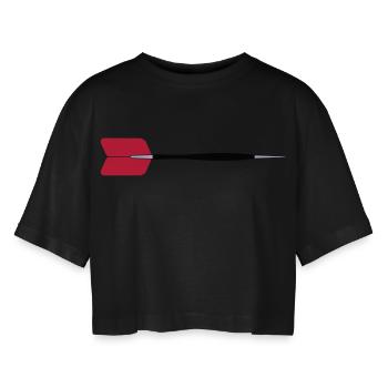 Dart-Pfeil - Frauen Oversized Cropped T-Shirt - Schwarz - Vorne - AI Model Female 172 light (172cm)