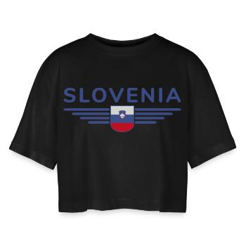 Stylisches Slowenien Design - Frauen Oversized Cropped T-Shirt - Schwarz - Vorne - AI Model Female 172 light (172cm)