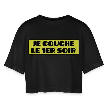 Je Couche le 1er Soir - T-shirt court oversize Femme - noir - Devant - AI Model Female 172 light (172cm)