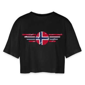 I Love Norway, Elegance Style Design T-Shirt - Women’s Oversized Cropped T-Shirt - black - Front - AI Model Female 172 light (172cm)