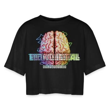 Electric Meatball Malfunction (Hirnstörung) - Frauen Oversized Cropped T-Shirt - Schwarz - Vorne - AI Model Female 172 light (172cm)
