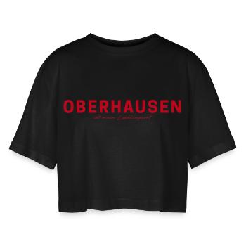Oberhausen T-Shirt – Für echte Fans - Frauen Oversized Cropped T-Shirt - Schwarz - Vorne - AI Model Female 172 light (172cm)