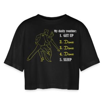 Walzer Paartanz - Frauen Oversized Cropped T-Shirt - Schwarz - Vorne - AI Model Female 172 light (172cm)
