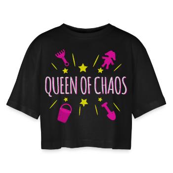 Queen of Chaos - Women’s Oversized Cropped T-Shirt - black - Front - AI Model Female 172 light (172cm)